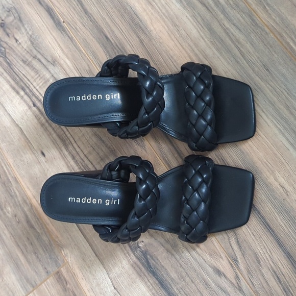 NWOT Madden Girl Heel mules. Black braided mules size 7.5.